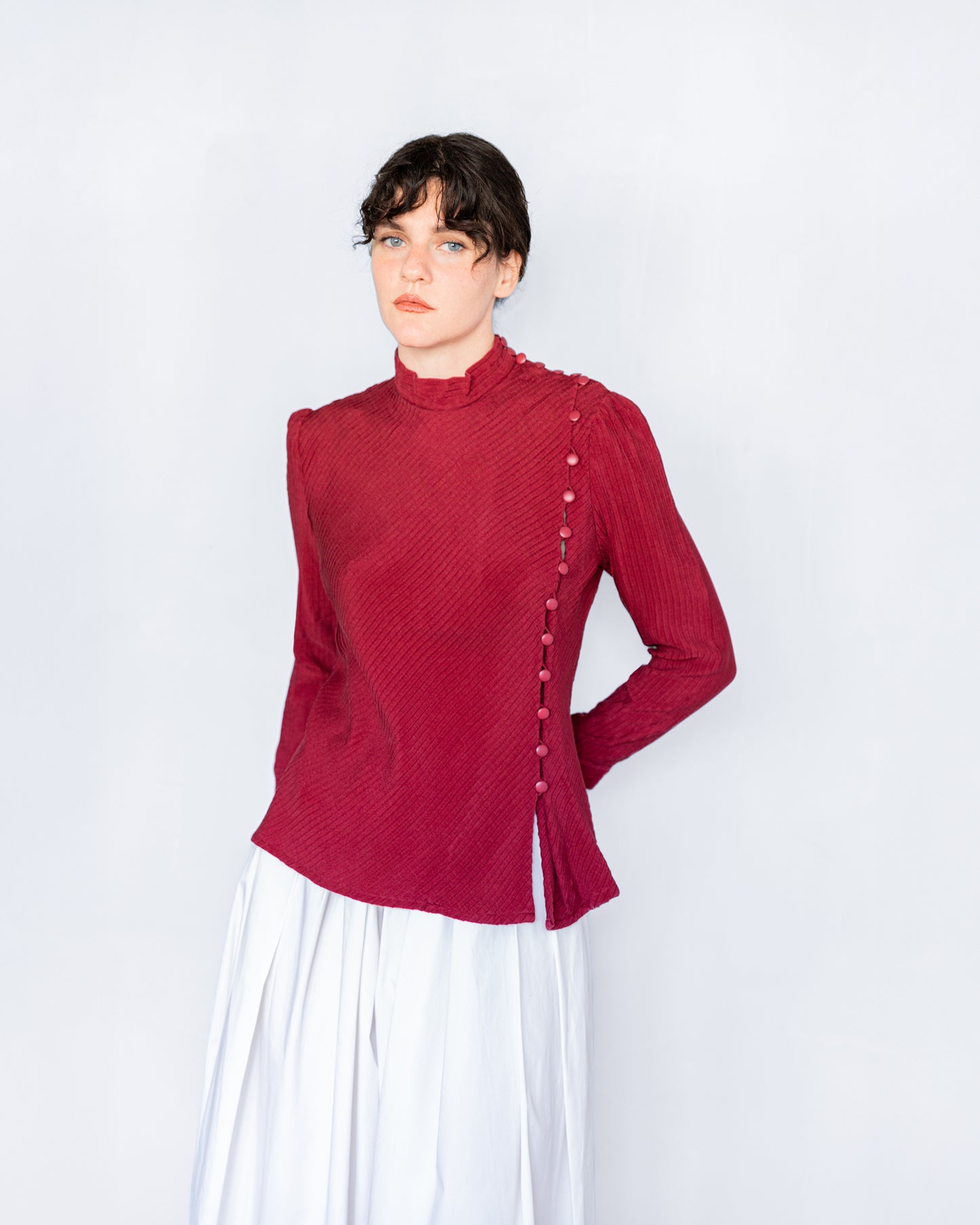 Blouse Asymétrique en Soie Plissée Jean-Louis Scherrer