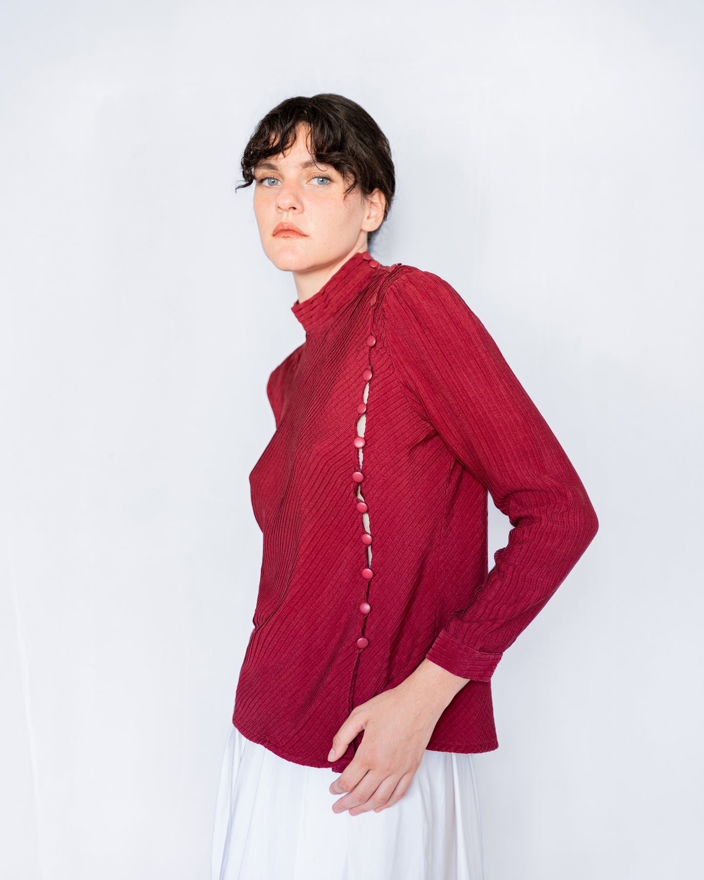 Blouse Asymétrique en Soie Plissée Jean-Louis Scherrer