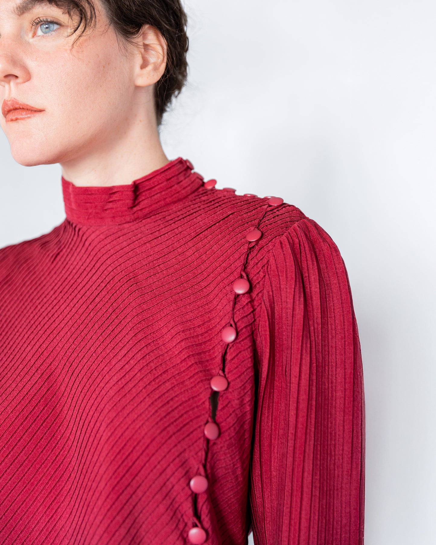 Blouse Asymétrique en Soie Plissée Jean-Louis Scherrer