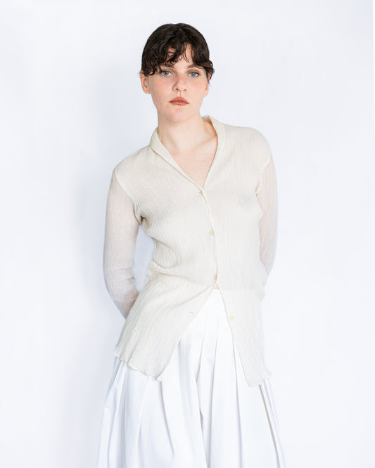 Chemise Plissée en Soie Romeo Gigli